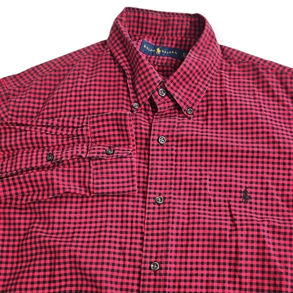 Ralph Lauren X-Large Red &‎ Black Gingham Check Shirt w Pony Logo